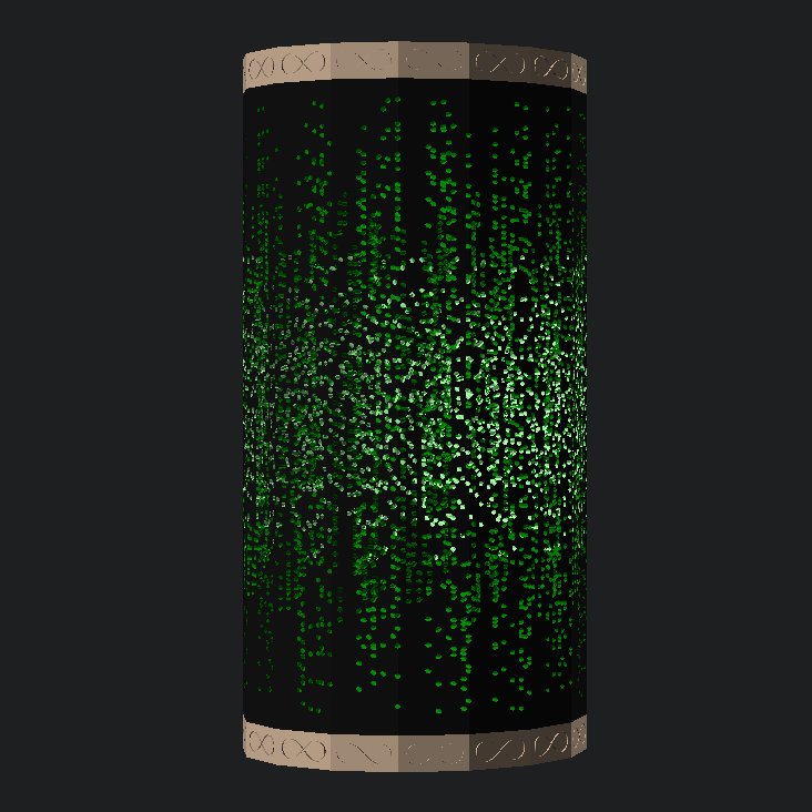 A custom Cryptatrope revealing a message in points of green light